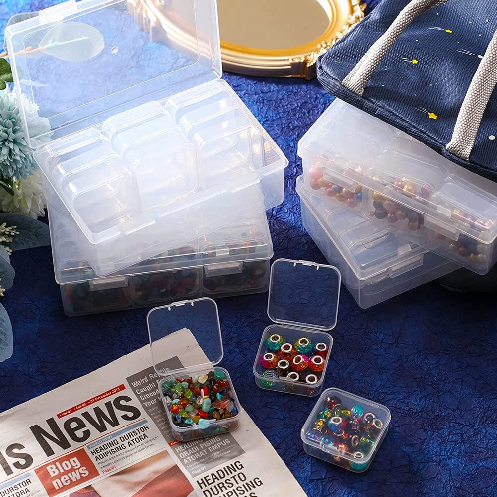 Amazon｜Grannerton 透明プラスチック製収納ボックス 蝶番付き蓋付き